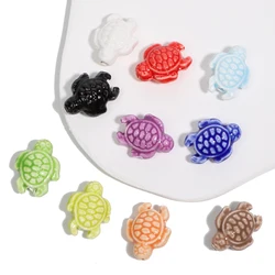 10pcs Sea Turtle Beads Straight Hole Ceramic Beads Charm Porcelain Stone Beads for Jewelry Making DIY Jewelry Beads Accessories