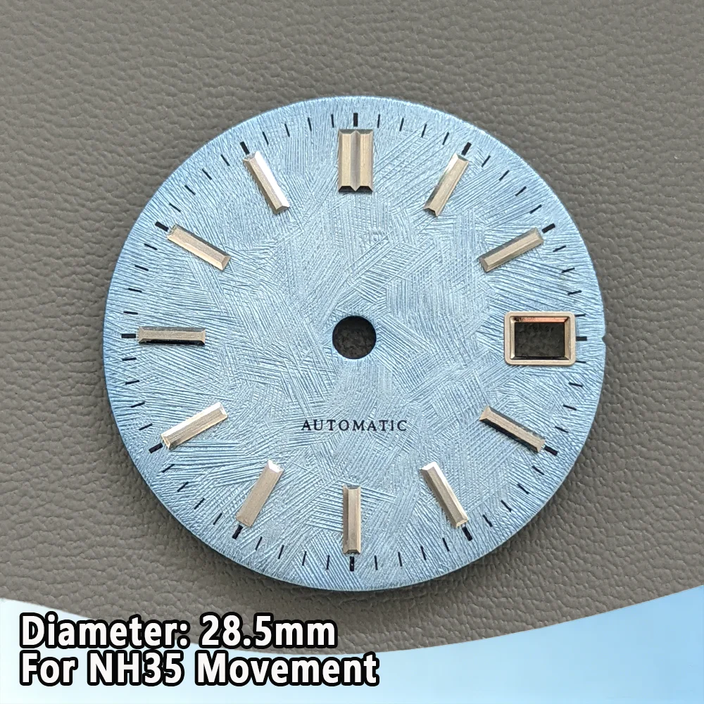 NH35 Dial 28.5mm Wine Red Watch Dial White Birch Tree Pattern Automatic Dial NH35 Face Silver Scale Multi Color Dial Watch Mod