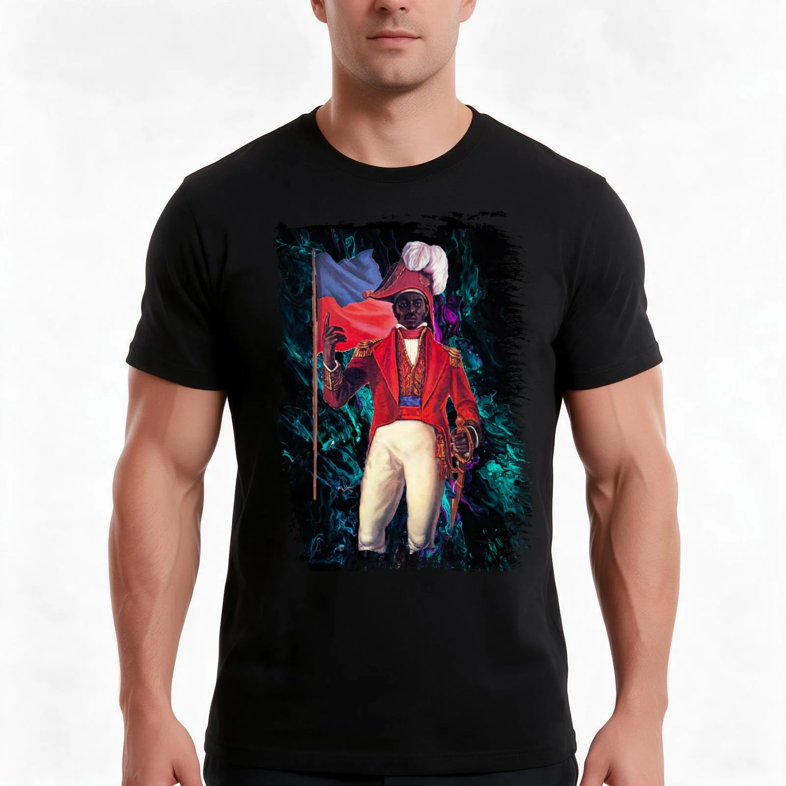 Jean-Jacques Dessalines abstract T-Shirt, Summer Casual Cotton Tee, Oversized Streetwear Tops, Vintage Graphic Print