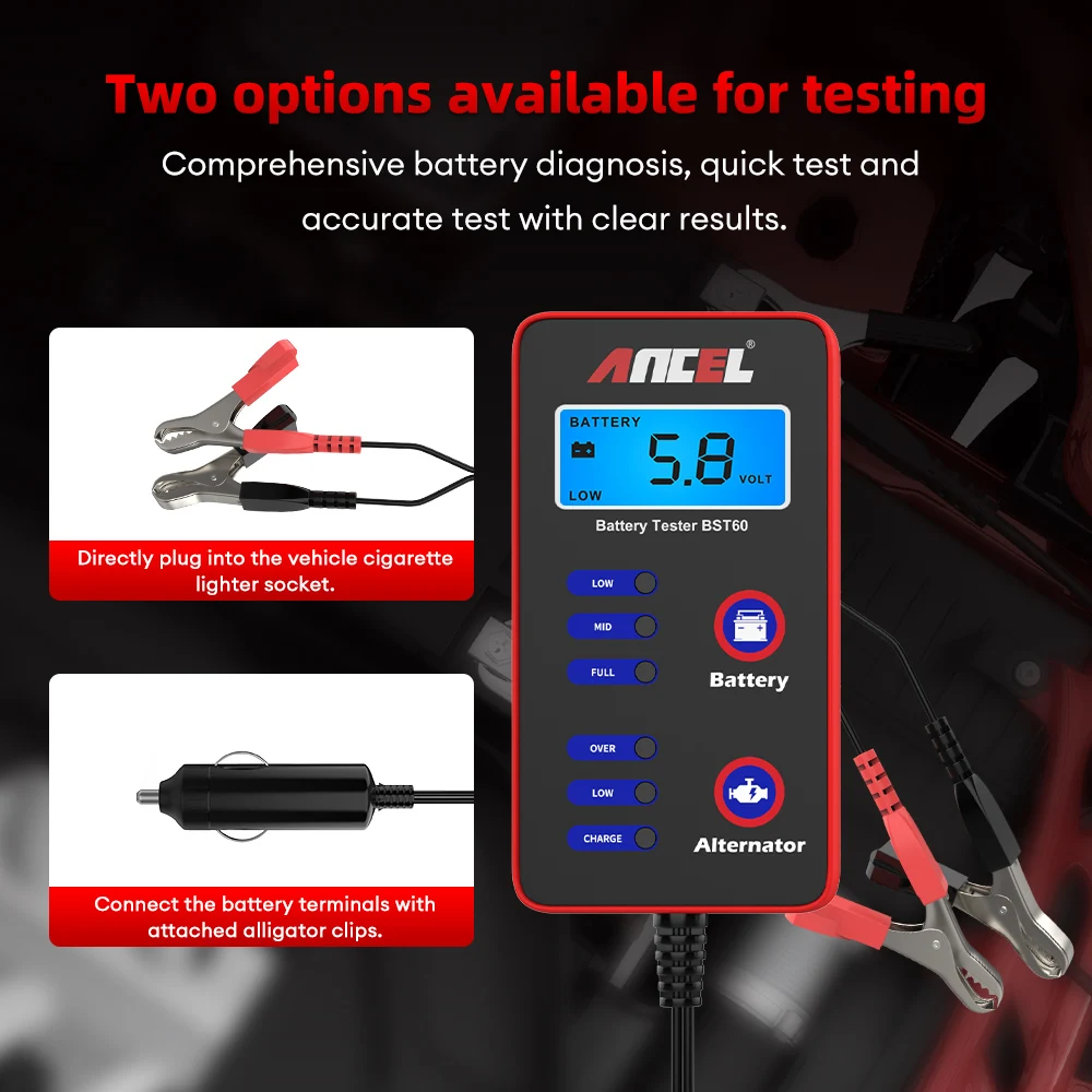 ANCEL BST60 Digital Car Battery Tester 12V Battery System Analyzer Cranking Circuit Load Quick Test Car Battery Tool PK BM550