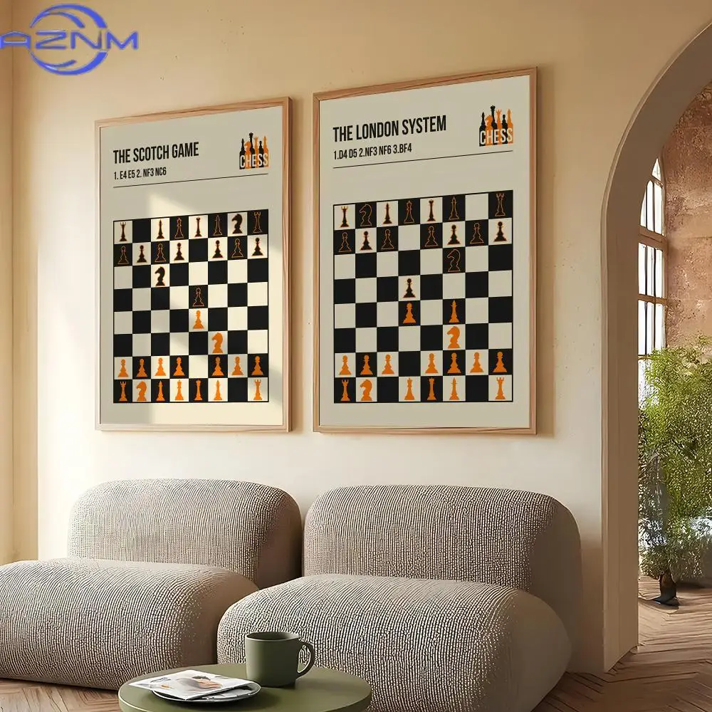 AZNM Chess Games And Openings Painting Calligraphy Eco-friendly waterproof canvas poster art, home and bathroom decoration gift