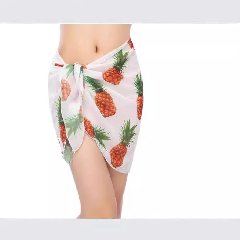 Summer Breeze Women's Short Printed Beach Silk Scarf Skirt Draped Half-length Skirt Commute Style Standard Fit Static-free Ve...