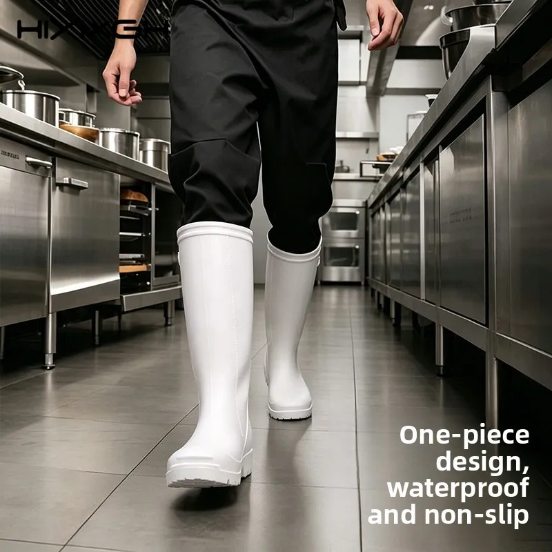 Men's and Women's Large Size White Thickened Wear-resistant Factory Boots Anti-slip Outsole Upgraded Rain Boots Adult Water Boot
