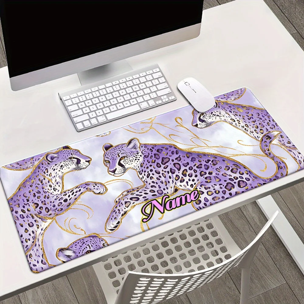 Tappetino per mouse grande con design viola ghepardo Tappetino da scrivania Tappetino da gioco Accessori da scrivania con bordo cucito antiscivolo Tappetino per mouse Tappetino per mouse da ufficio
