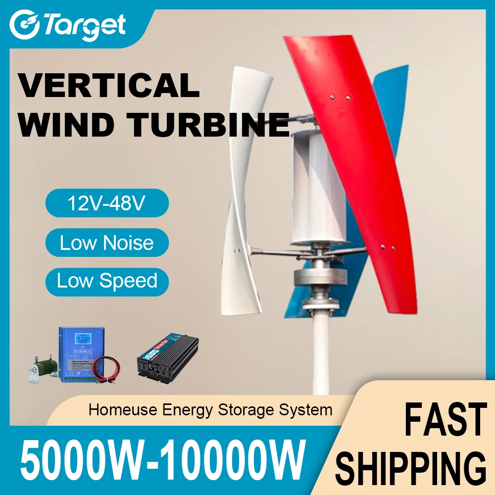 

Vertical Wind Turbine Generator 10KW 3Blades Maglev Wind Turbine for 12V 48V Power Supply VAWT Windmill Generator Wind Turbine