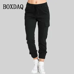 Pantalones Cargo de Color sólido para mujer, pantalón de chándal informal, de talla grande, S-4XL