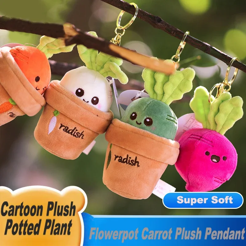 2023 Hot Kawaii Carrot Plush Toy Pulling Radish Funny Vegetables Stuffed Plant Couple Keychain Doll Children Toy Gift