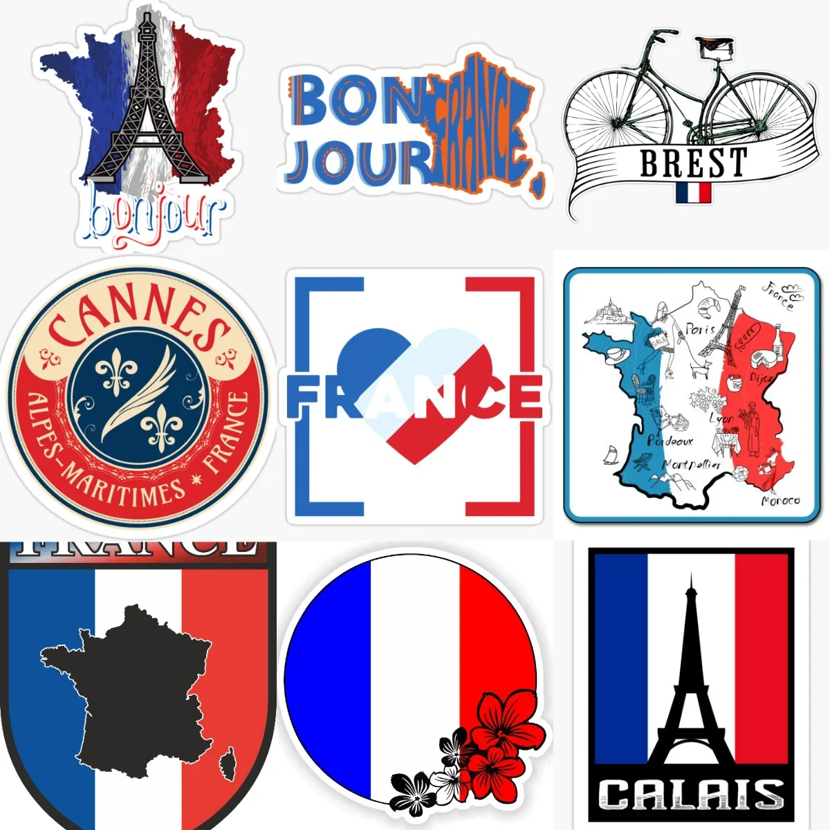 

F France flag map emblem creative Stickers for car bicycle motorcycle helmet window Fridge room wall Decoration Accessories