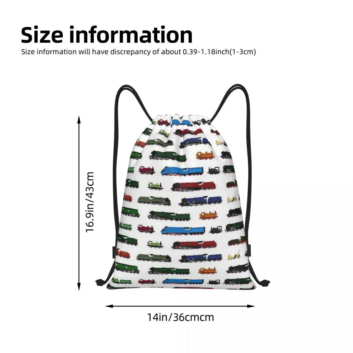 Custom Iconic British Steam Trains Fashion Women Men Drawstring Bag Backpack Portable Folding Bag Shopping Waterproof Backpack