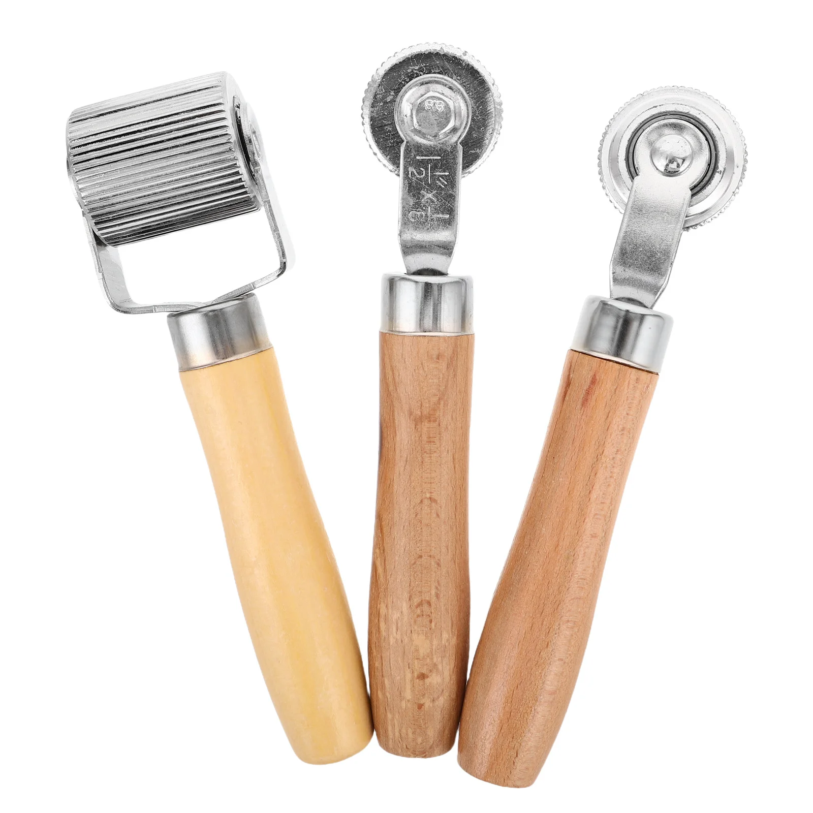 

3Pcs Metal Tire Repair Roller Wooden Handle Car Sound Deadener Noise Reduction Tool Auto Installation Wheel Metal Roller for Car