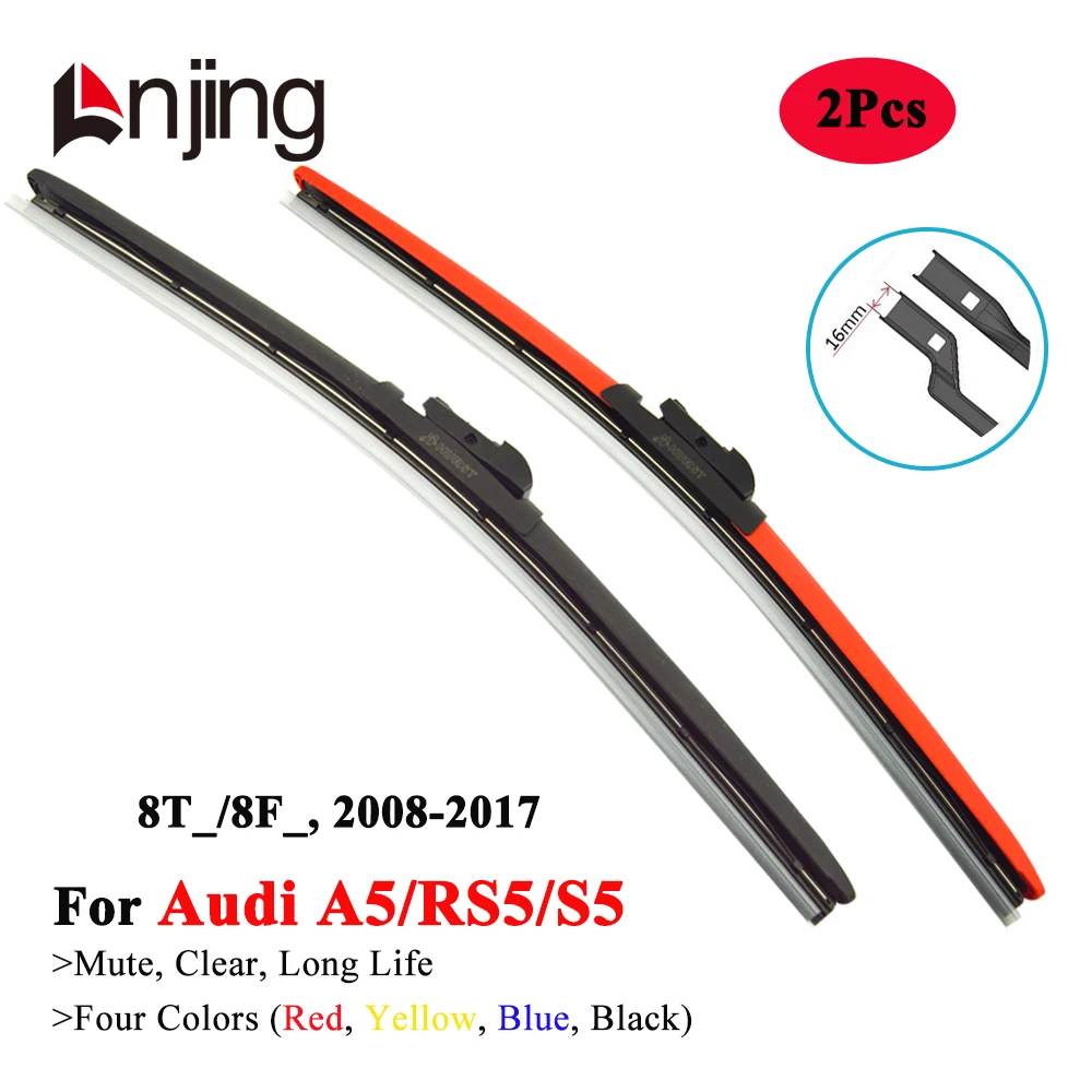 LNJING Colorful Wiper Blade For Audi A5 S5 RS5 8T3 8TA 8F7 2008 2009 2010 2011 2012 2013 2014 2016 2017 Car Exterior Accessories