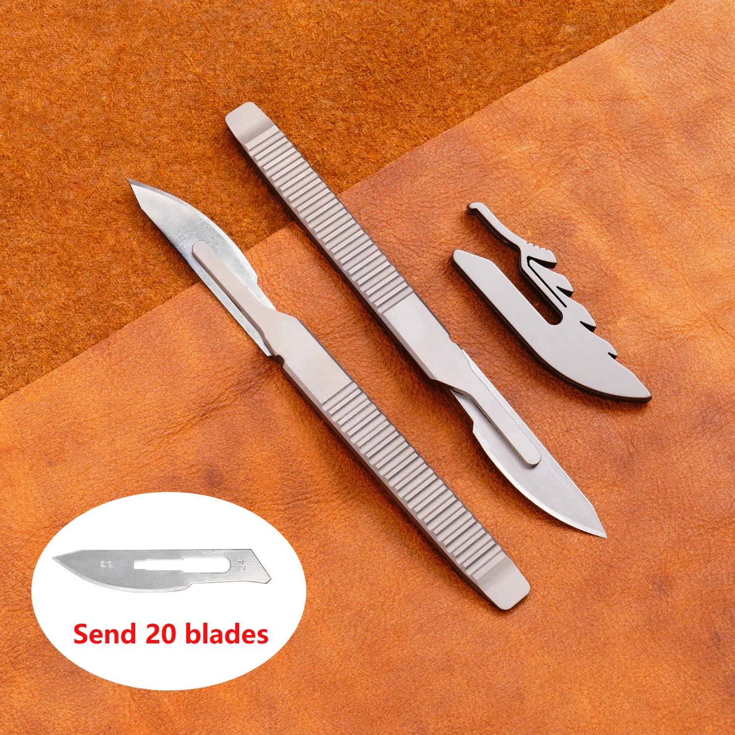 

High Quality Stainless Steel Blade Carving Knife Titanium alloy Scalpel EDC Multitool Tool DIY Paper Sharp Cutter 20pcs Blades
