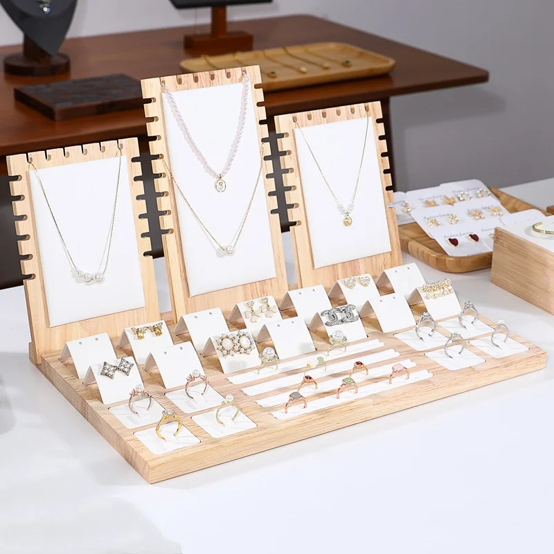 

Jewelry Display Tray Necklace Pendant Bracelet Chain Holder Ring Earrings Stud Organizer Jewelry Display Props Entire Set