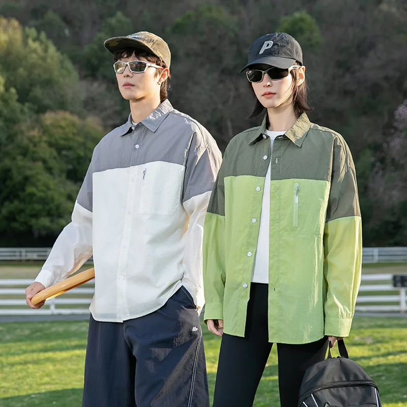 Summer  Lightweight Sunscreen Top Men Loose Casual Outdoor Long Sleeve Quick Dry Cargo Shirt Women Oversize Shirts Blouses