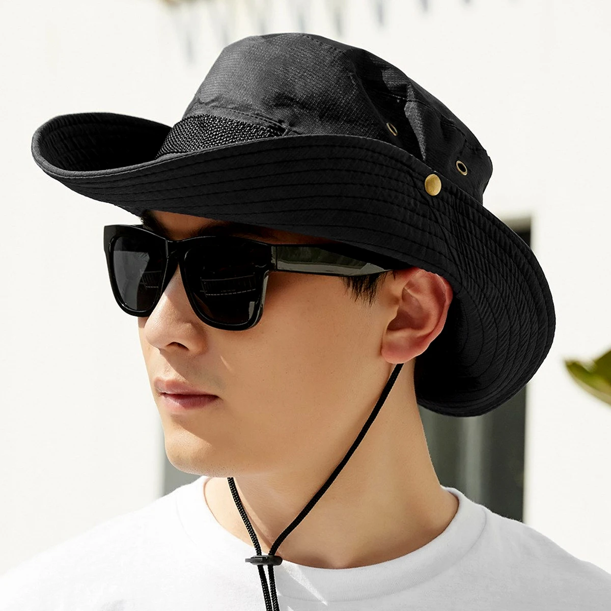 

1Pc Stylish Summer Men Cotton Sunhats Protective Fisherman Hat For Outdoor Activities