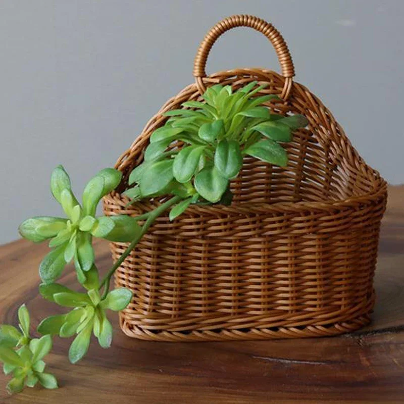 Handgewebter Hängender Rattan-Aufbewahrungskorb Weihnachtliche Wanddekoration Organizer für Küche Bad Kinderzimmer Schrank Café Blumentopf – Detail 14
