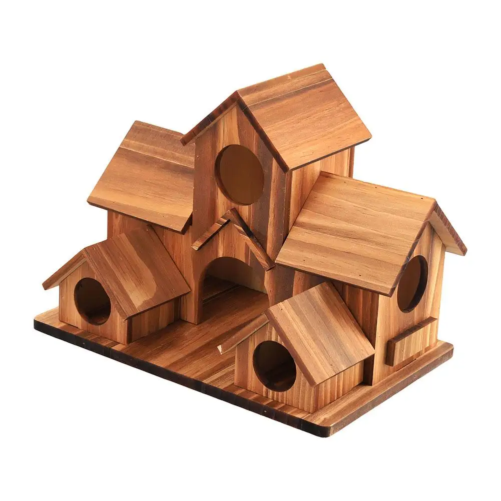 Bird Houses For Outside,Outdoor 5 Hole Bird House Room For 5 Bird Families Bluebird Finch Hanging Birdhouse For Garden