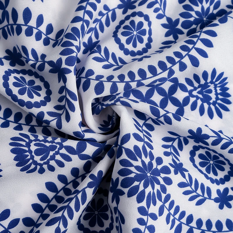 Feminino azul branco estampa geométrica gravata ombro fenda maxi vestido verão boho casual festa férias ajuste fino