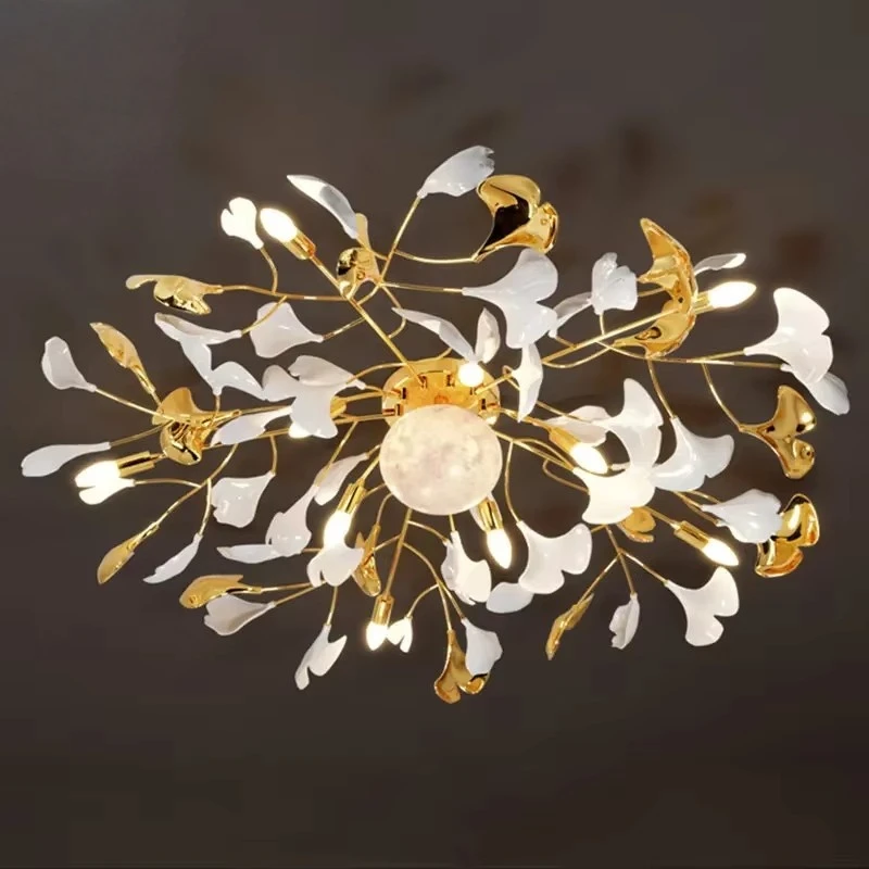 Nordic Ginkgo Leaf Ceiling Lamp Moon Gold White Ceiling Acrylic Led  For Living Room Hallway Bedroom Decor Ceiling Light