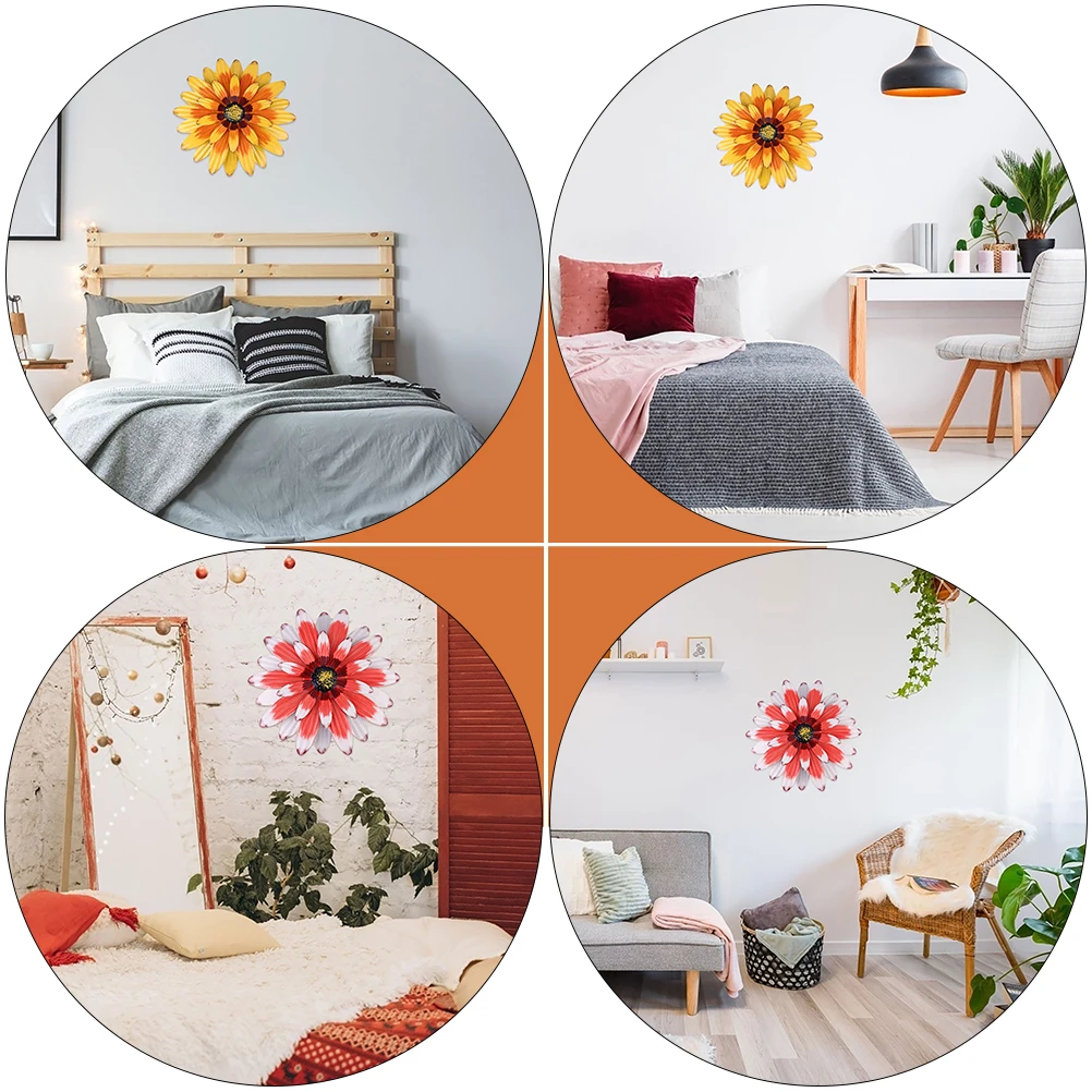 

2Pcs Iron Decor Wrought Wall Ornaments Flower Home Decor Pendant Garden Art Iron Flower Pendent Mini Figurines