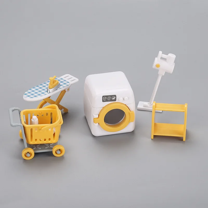 Wasmachine Set Speelhuis Speelgoed Kinderen Miniatuur Poppenhuis Klein Meubilair DIY Model Voor Geschenken