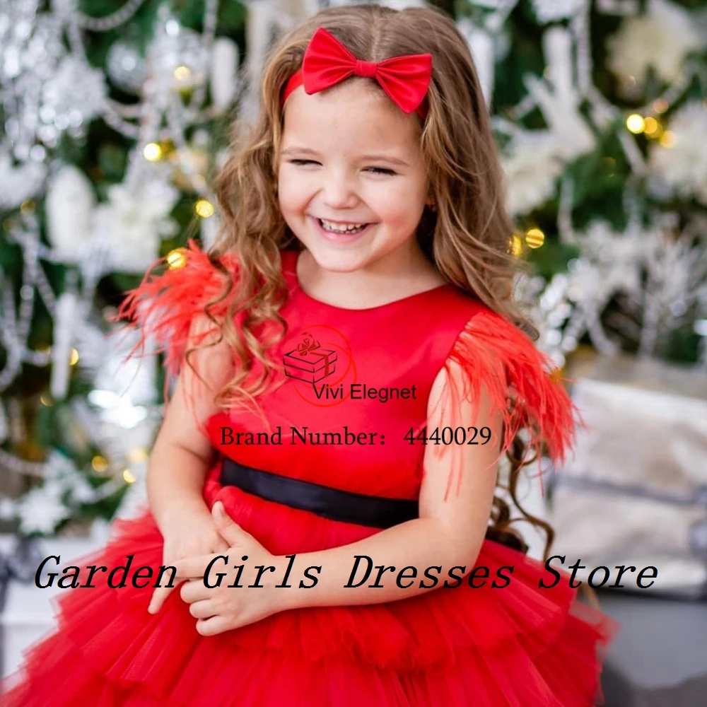 Charming Pink Scoop Flower Girls Dresses with Soft Tulle Sleeveless Christmas Dresses for Princess 2025 فستان عيد الميلاد New