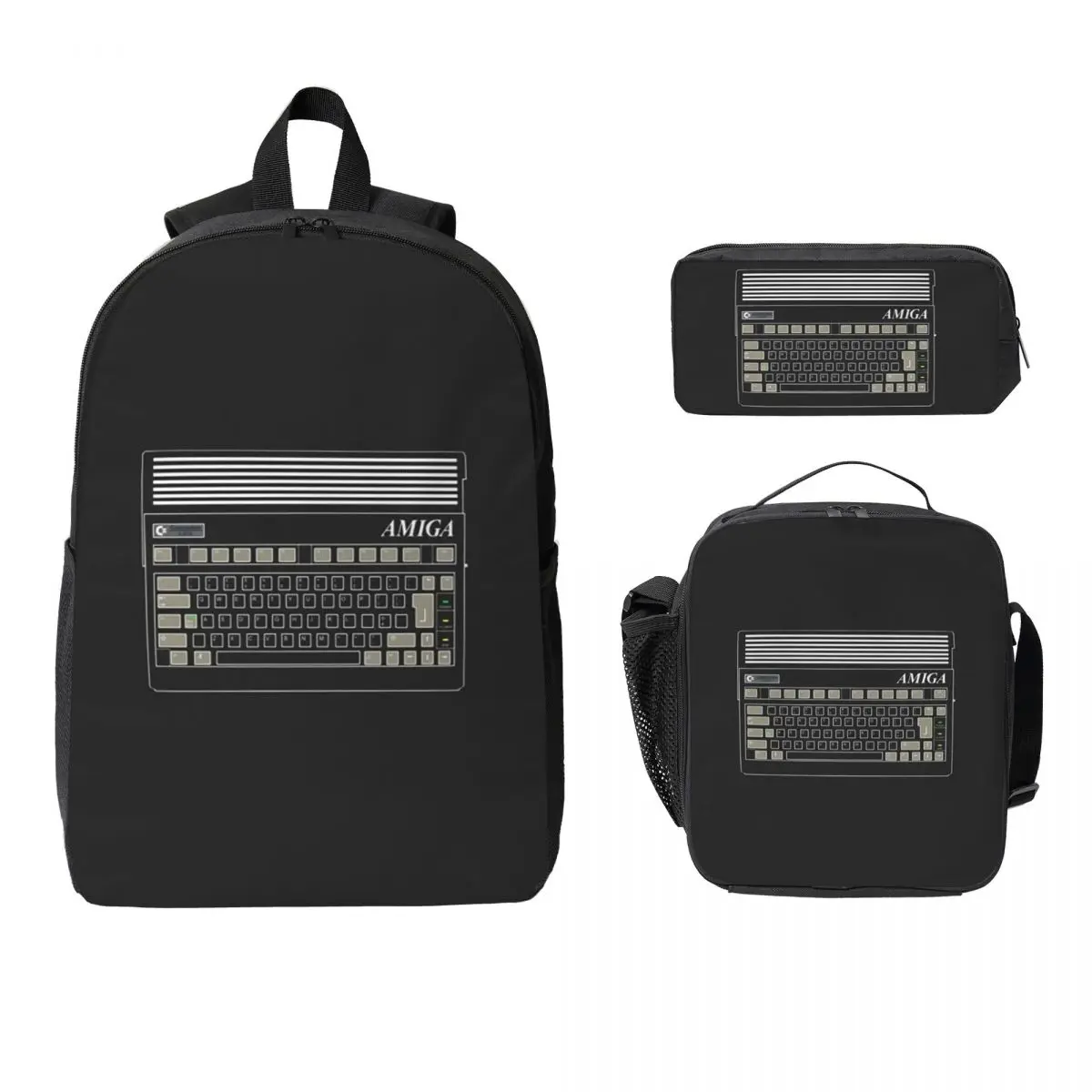 

C64 Logo Computer Backpack Boys Girls BookBag School Bag Computer Shoulder Bags 3ps Insulated Lunch Bag Pencil Case