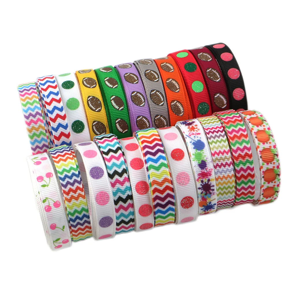 5 Yards 3/8inch 9mm Football Dots Printed Grosgrain Ribbon Accessories Sewing Craft DIY Headwear Material Decoration,5Yc3272