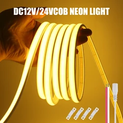 Impermeável Silicone LED Neon Corda Luz, fita COB, fita regulável, luzes ao ar livre para Jardim, 320LEDs por Metro, 12V, 24V