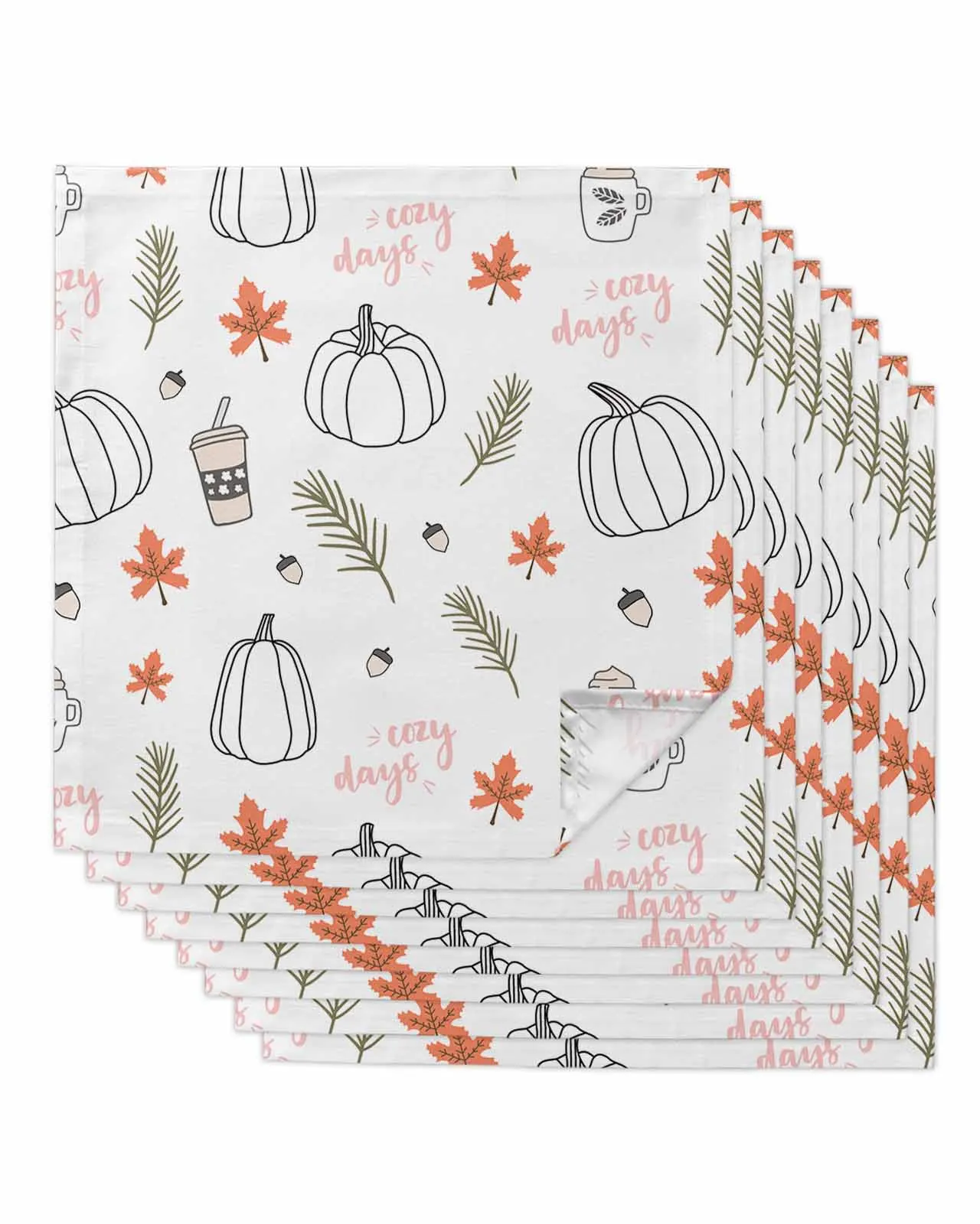 4pcs Pumpkin Maple Leaf Coffee  Table Napkins Cloth Set Kitchen Dinner Tea Towels Table Mat Wedding Decor Napkins