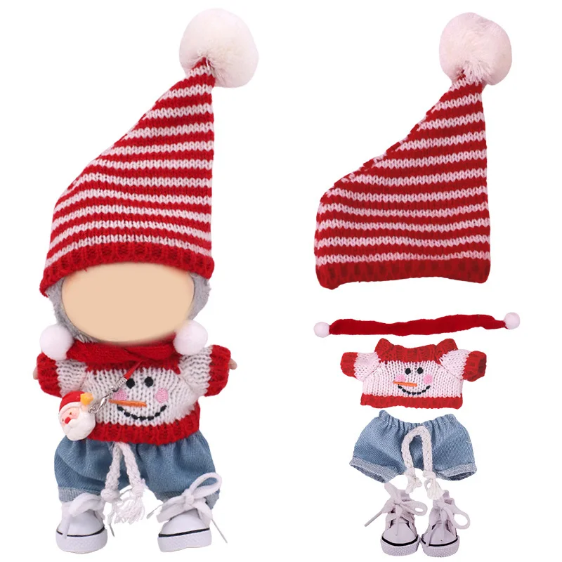 ラブブ人形服クリスマスパターンスタイル衣装セーター帽子アクセサリー靴 17 センチメートル人形セット、クリスマスギフト子供のおもちゃ