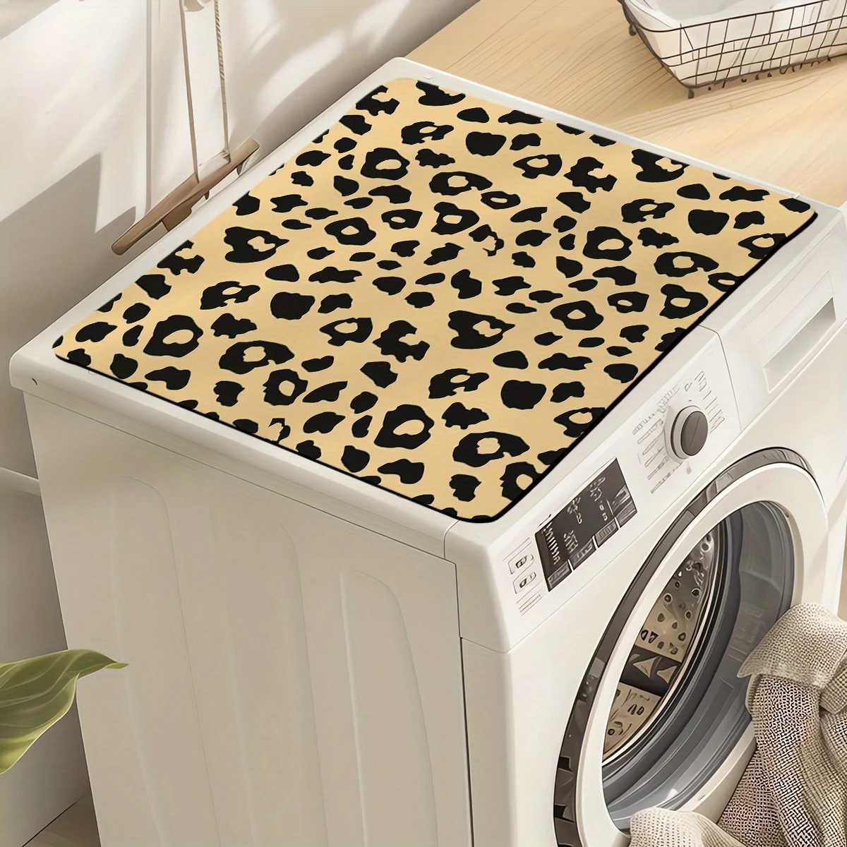Classic Leopard Print Multi‑Use Mat Dish Drying Surface Mat Washing Machine Cover Non‑Slip Decor Mat for Kitchen Laundry Room