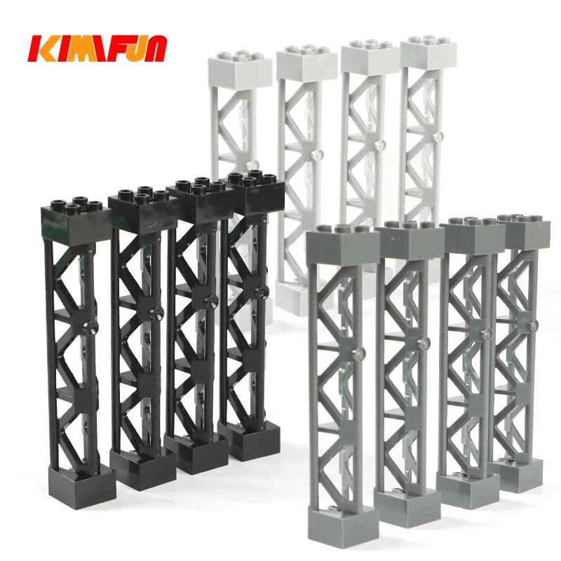 10pcs Building Blocks Imitating Steel Structure Suspension Bridge MOC  Factory Scene DIY Assembly Railway Track Support Bracket