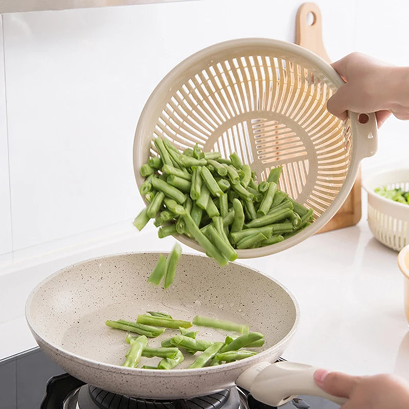 Camadas duplas drenagem cesta de plástico cozinha coador colander tigela frutas e legumes filtro de lavagem