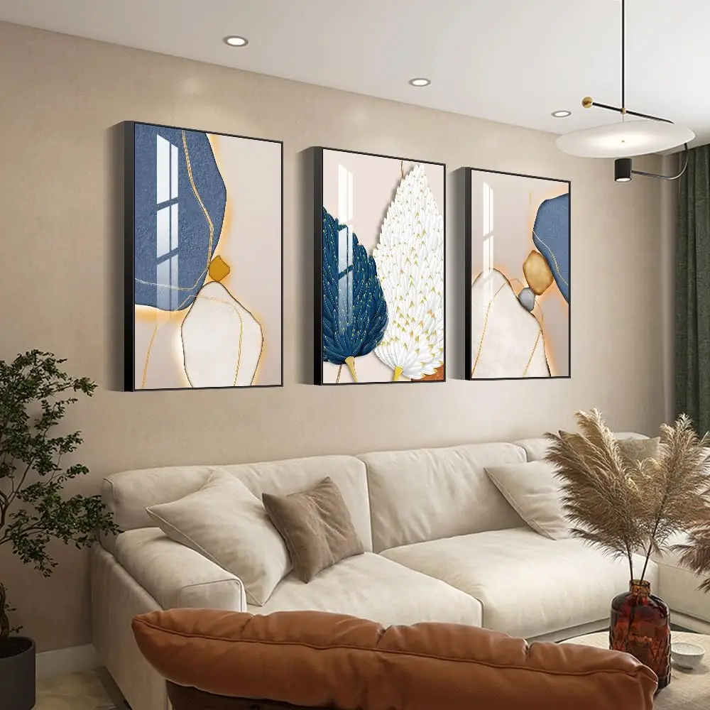 Bright Style Wall Art Set of 3 Frames Canvas Wall art Decor Abstract Minimalism Natural Posters & Prints, large Size Wall Art Fo