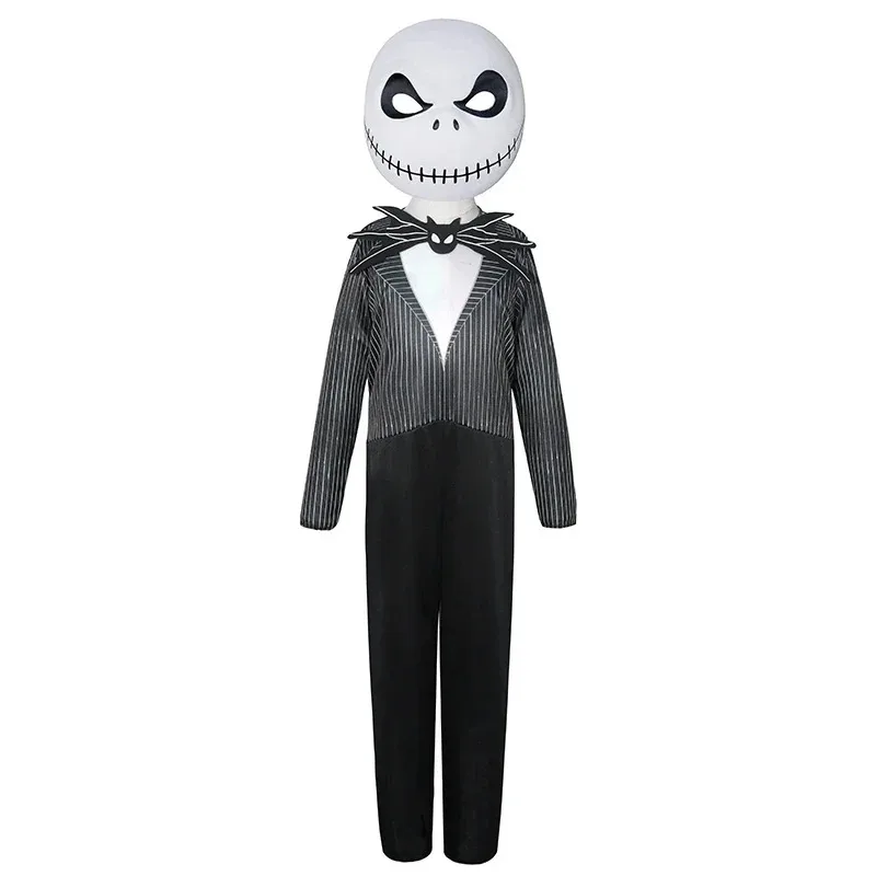

NewHalloween Night of Terror The Nightmare Jack Skeleton Classic Before Boy's Fancy Dress Costume Jumpsuit and Mask for Kids VX9
