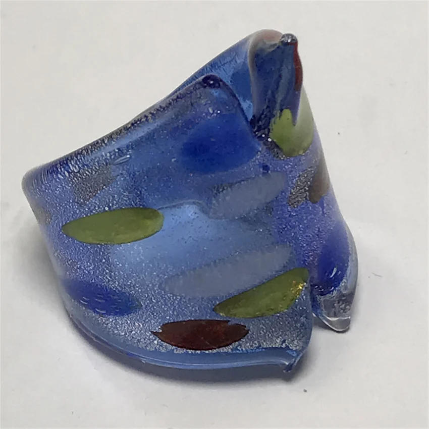 New Handmade For Neutral Women Men Retro Style Murano Glass Liuli Wide Edition Finger Rings Blue Dots Mask Fashion Jewelry