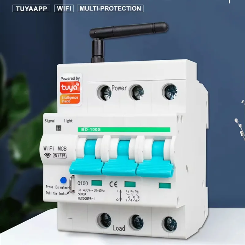 ABJF-Interruptor Smart Life Timer التبديل الذكي التلقائي الزائد حماية ماس كهربائى 4P