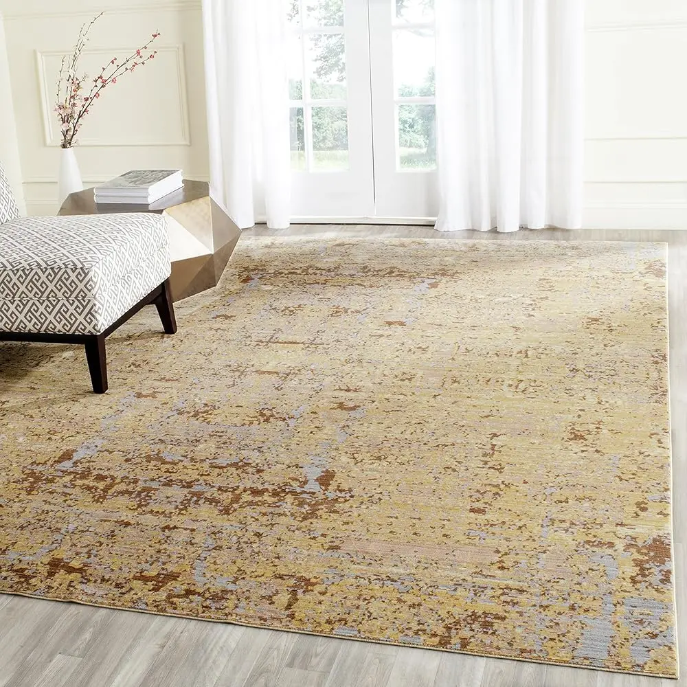 

Mystique Collection Accent Rug - 3' X 5', Gold & Multi, Modern Abstract Distressed Design, Non-Shedding & Easy Care, I For High