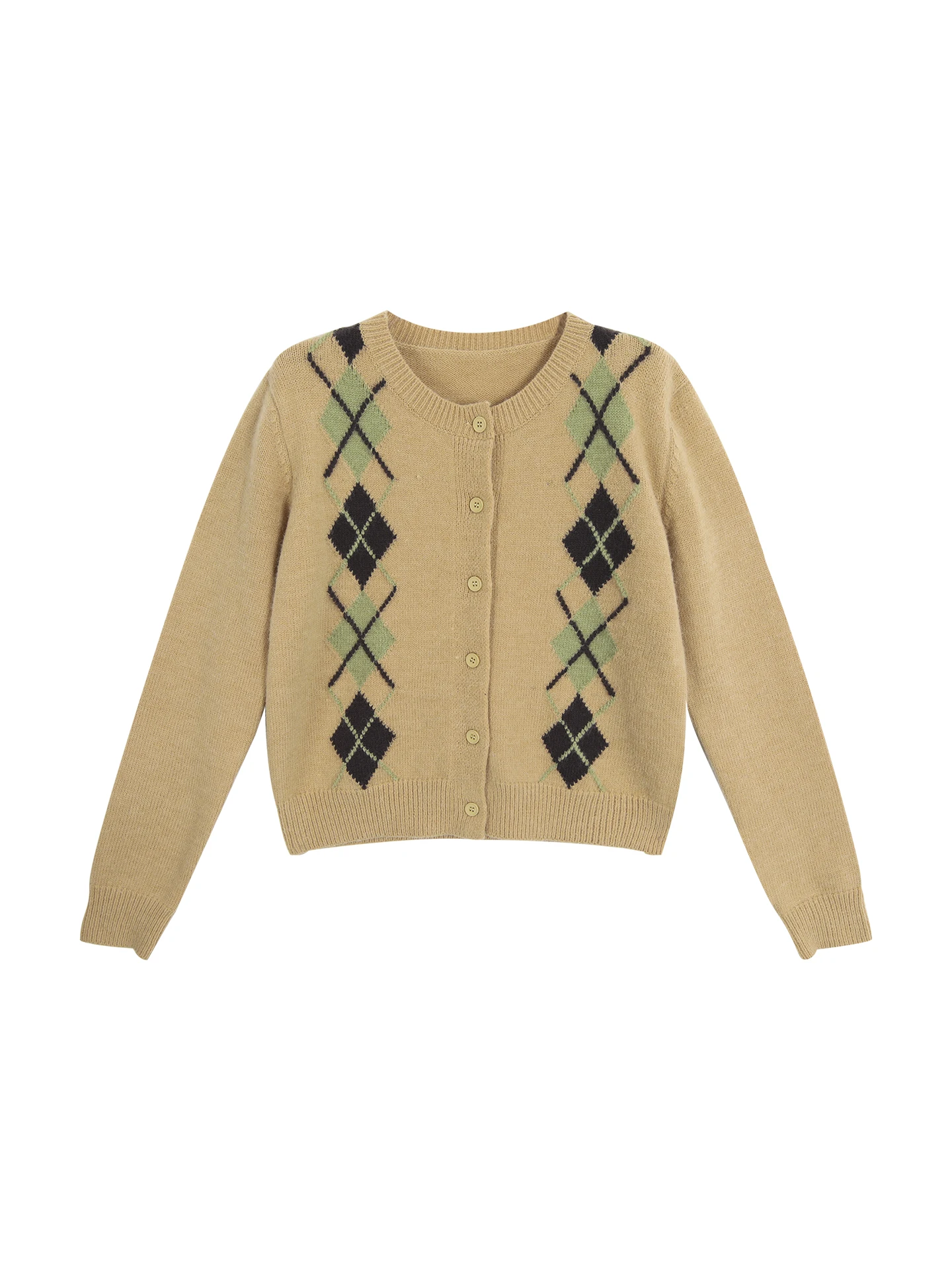 เสื้อคาร์ดิแกนถักสีเหลืองแบบเปิดสำหรับผู้หญิง แขนยาว สไตล์เกาหลี ลายเพชร แฟชั่นฤดูใบไม้ร่วง เหมาะสำหรับใส่ไปทำงาน...