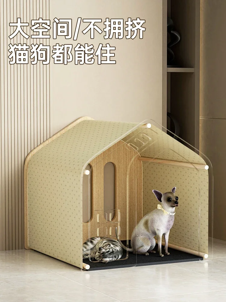 Solid wood pet cat kennel universal all seasons Teddy Pomeranian corgi small and medium dog kennel house villa cage nest