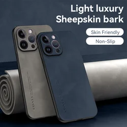 SheepSkin Leather Case For iPhone 13 12 11 14 15 16 Pro Xs Max X XR 7 8 Plus SE 2020 2022 3 SE3 Fabric Cloth Fur Back Cover Case