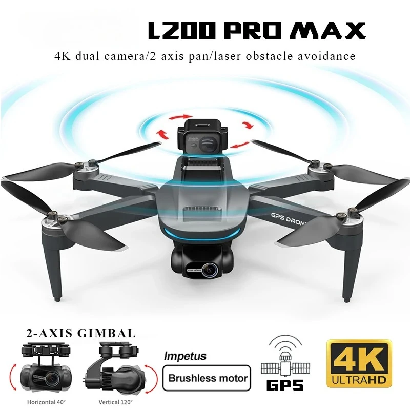 طائرة بدون طيار L200 PRO MAX مع نظام تحديد المواقع اتبع Eix 2-محور مضاد للاهتزاز Gimbal 4K HD كاميرا طائرة بدون طيار FPV 360 ° كوادكوبتر لتجنب العوائق بالليزر #1