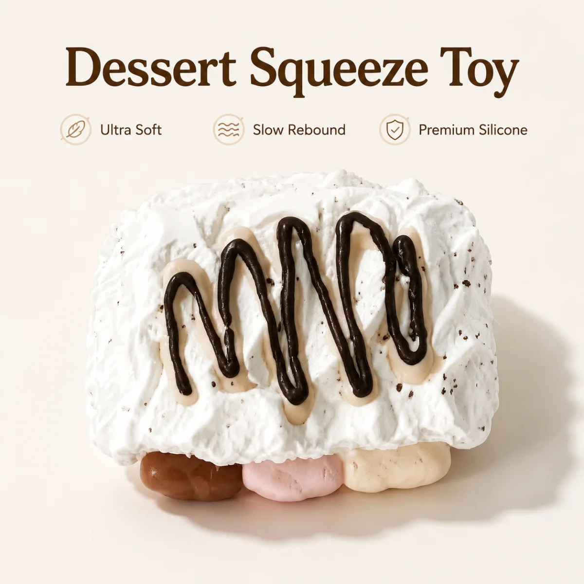 Food Grade Soft Textured Whipped Cream Dessert Squishy Squeeze Toy Slow Rebound Stress Release Realistic Cake Fidget Toy