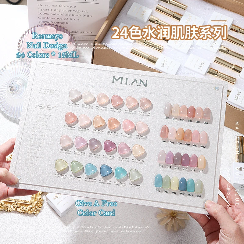 Rormays Nail gel 24 Color Set Translucent Macaron 15ML UV LED gel Varnish Semi Permanent Jelly gel Skin Nail Salon Factory