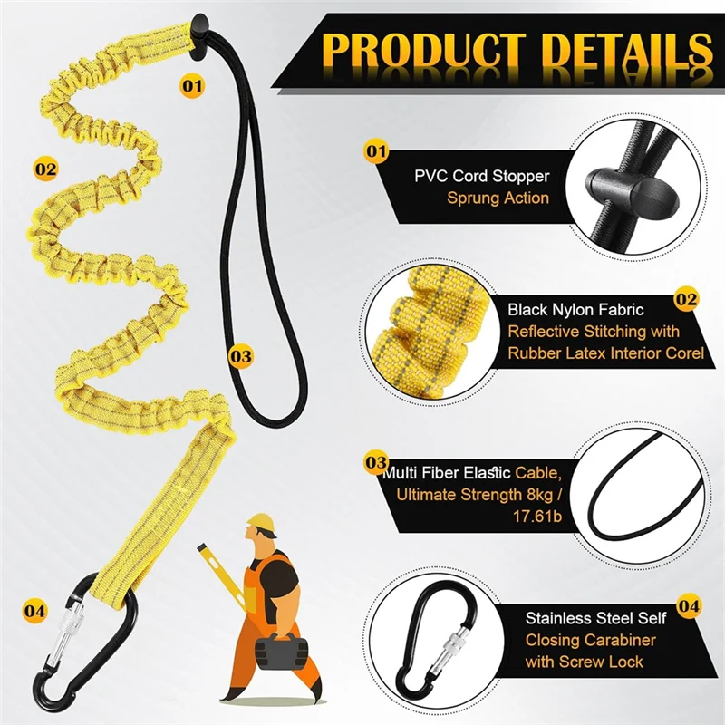 A88E-12 Pack Tool Lanyard With Single Metal Buckle And Adjustable Loop End, Standard Length, With Aluminum Screw Lock