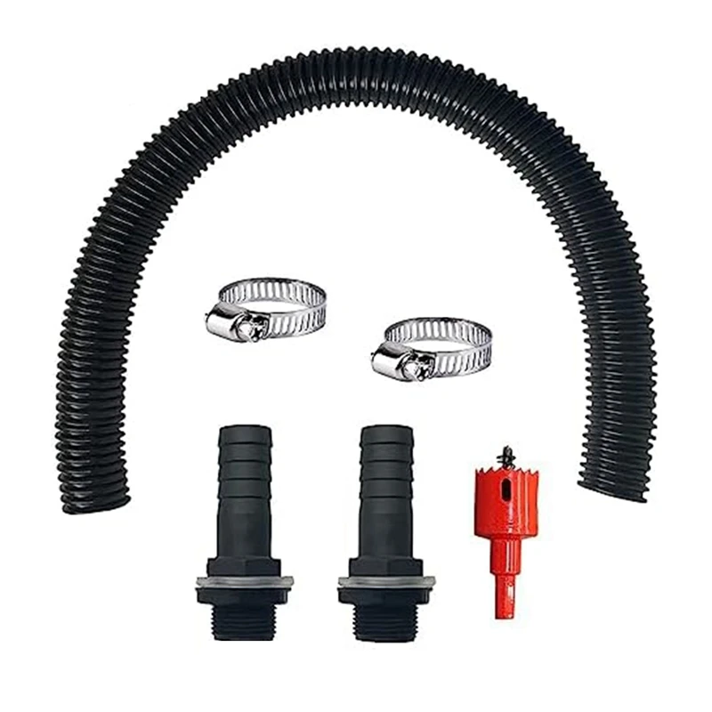 Rain Butt Connection Set Including 2 Hose Sockets And 50 Cm Connection Hose, 25 Mm With Lock Nut, For Rainwater Barrels