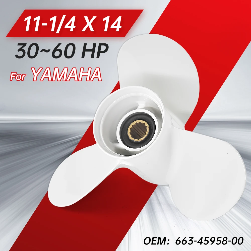 

3-Blade Propeller for Yamaha T25-60HP / for Honda 35-60HP Motors Part #663-45958-00 11-1/4 x 14 Aluminum Alloy with 13 Spline