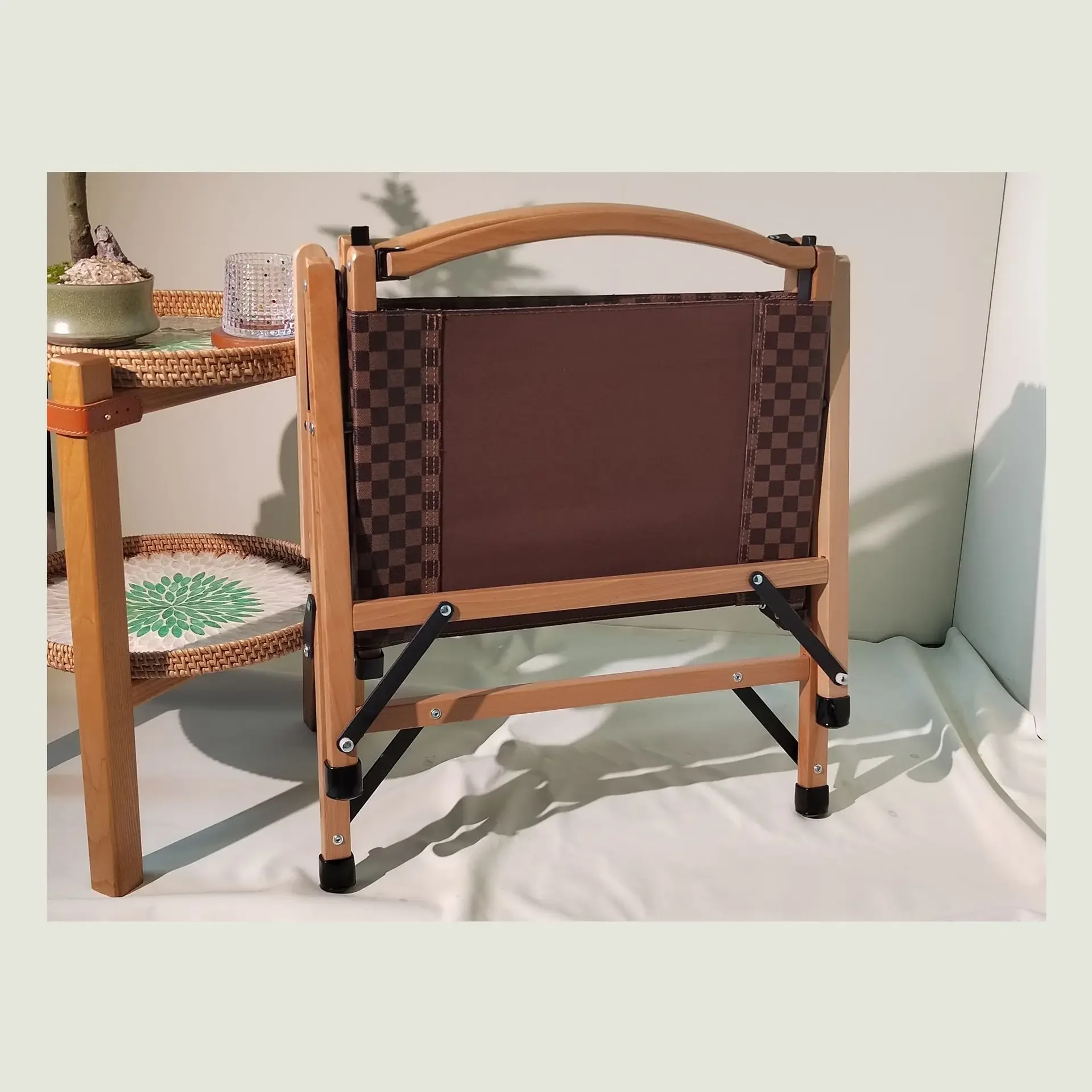 원목 접이식 휴대용 캠핑 의자 팔걸이 레저 낚시 발코니 테라스 모던 라이트 럭셔리 레저