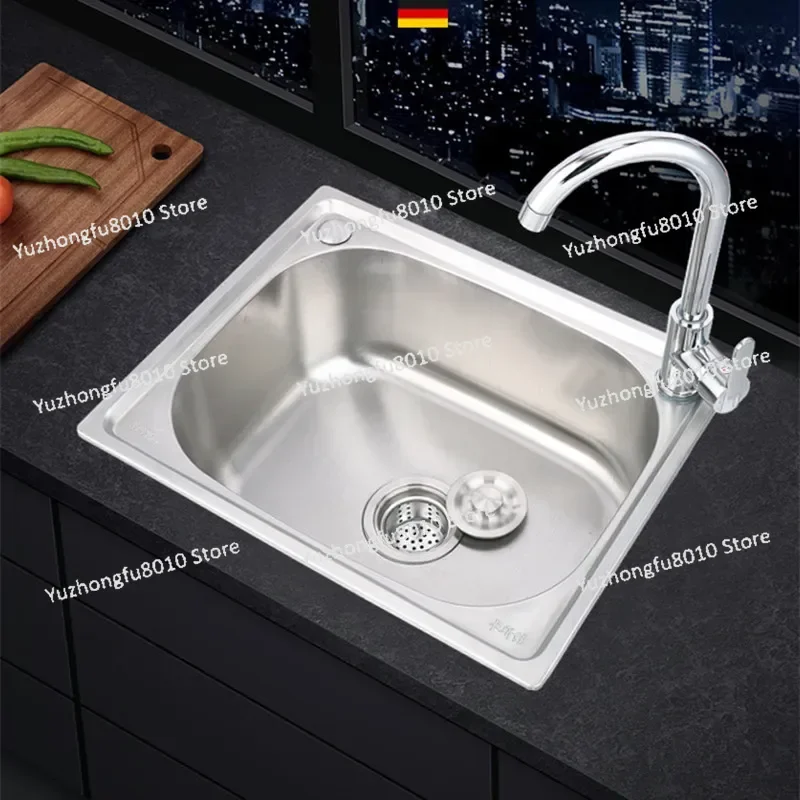 Durable Thickened 304 Stainless Steel Kitchen Sink  Single Large Basin Sink Set Offering Long-lasting and Functional Use